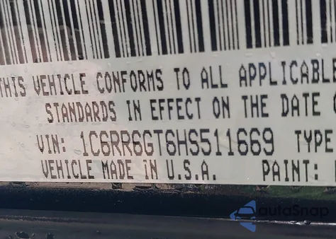 2017 Ram 1500 Big Horn 4X2 6'4 Box z USA, uszkodzony, nr VIN 1C6RR6GT6HS511669